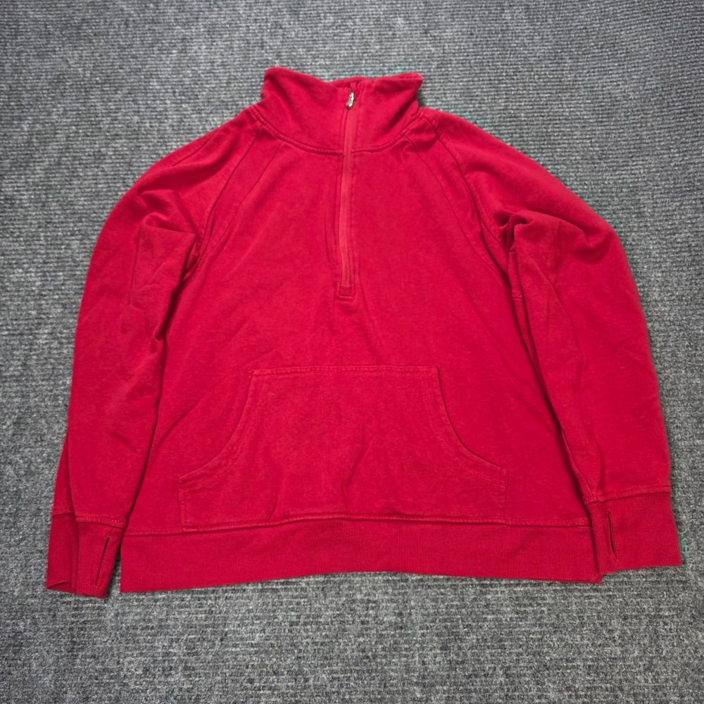 Maurices Quarter Zip Sweatshirt Women's Size XL Red Thumbhole Pullover Pocket